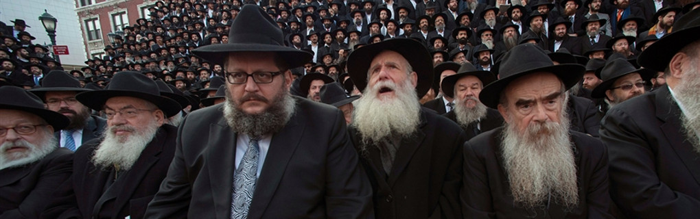 Chabad Lubavitch rabbis at a rally